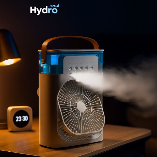 Ventilateur Brumisateur 3-en-1 Portable – Refroidisseur d’Air USB, Humidificateur & LED 7 Couleurs